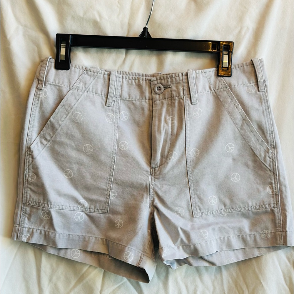 Grey shorts with peace signs size 6.